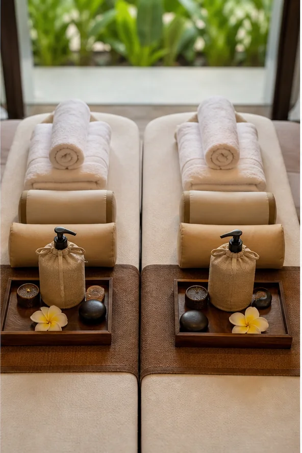 Bộ dụng cụ đôi sạch sẽ cho massage cặp đôi tại nhà Đà Nẵng
