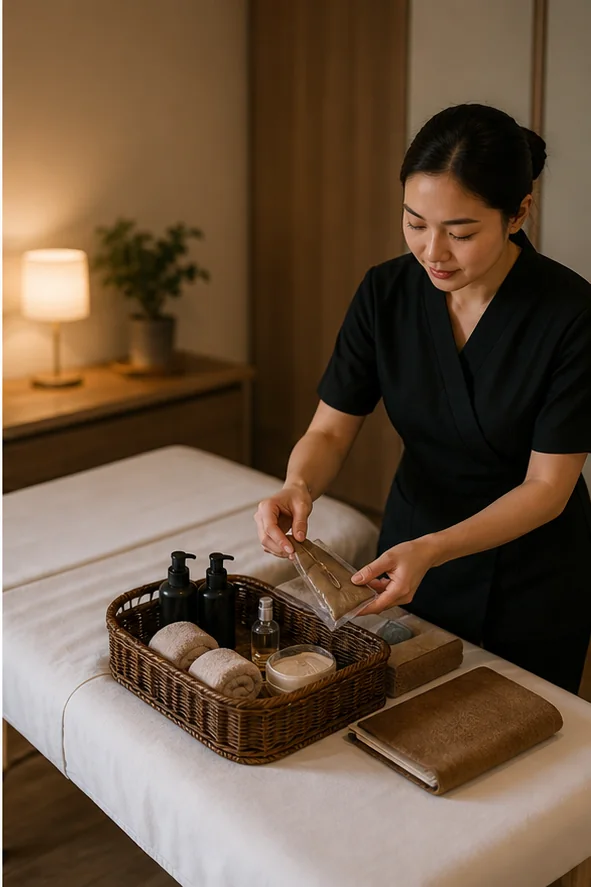 Không gian chuẩn bị chuyên nghiệp cho massage tại nhà Đà Nẵng
