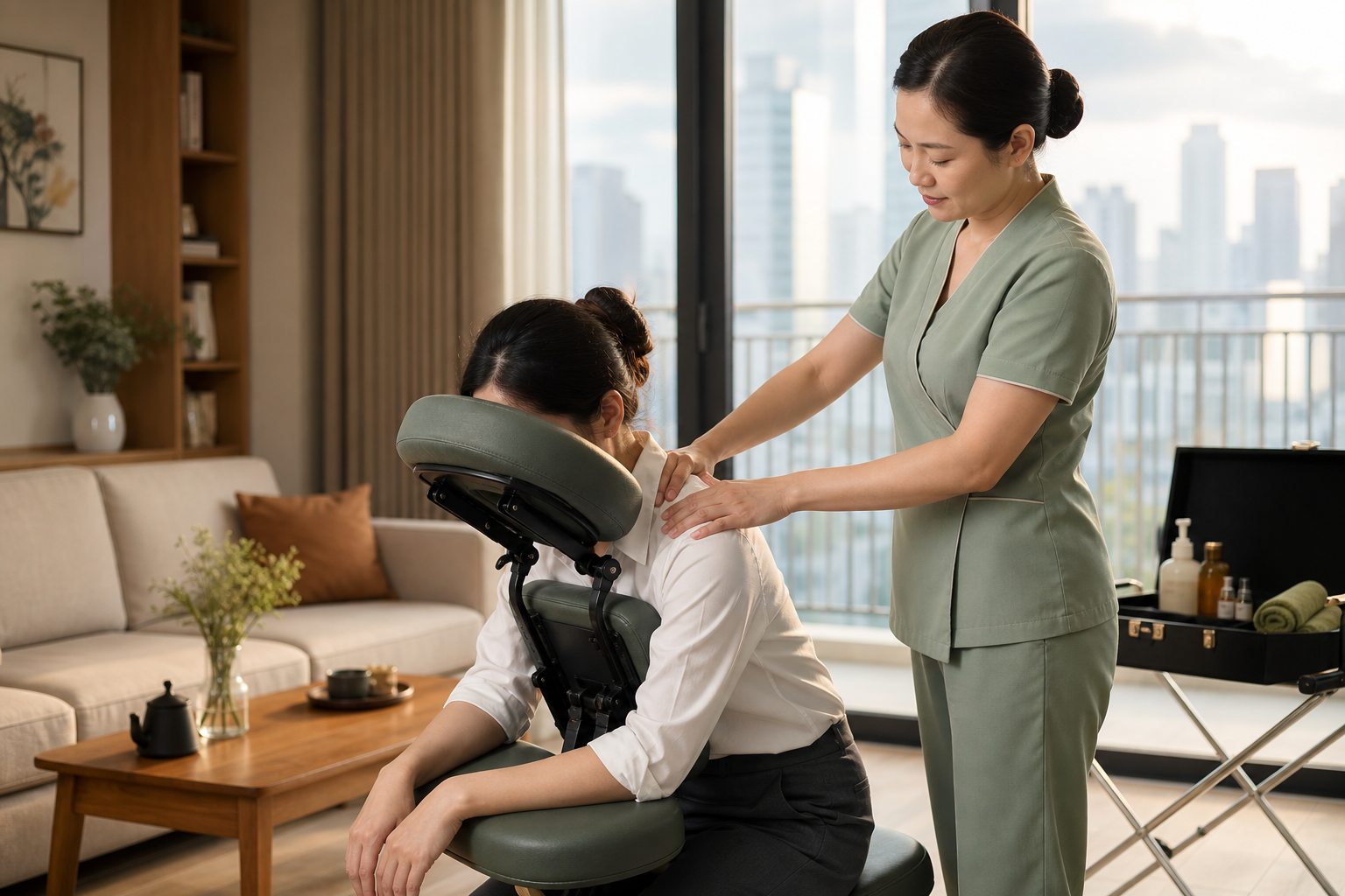 Massage cổ vai gáy tại nhà ở Hà Nội cho người làm việc văn phòng