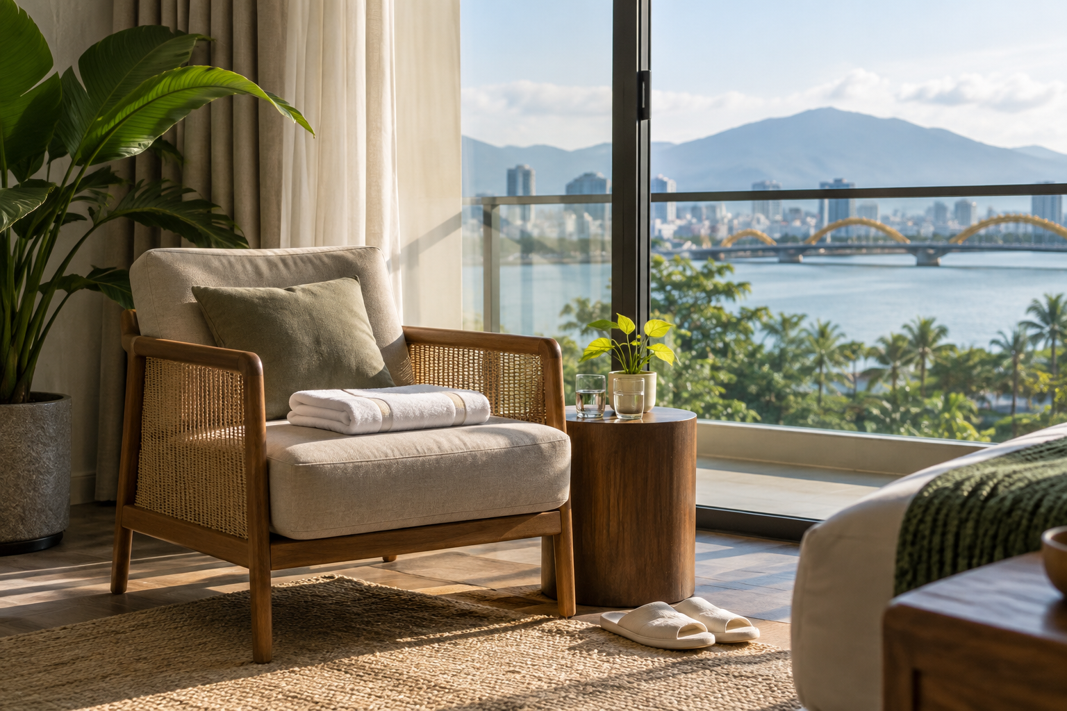 foot-care setup in Da Nang, with clean linens and a calm apartment setting (image 4).