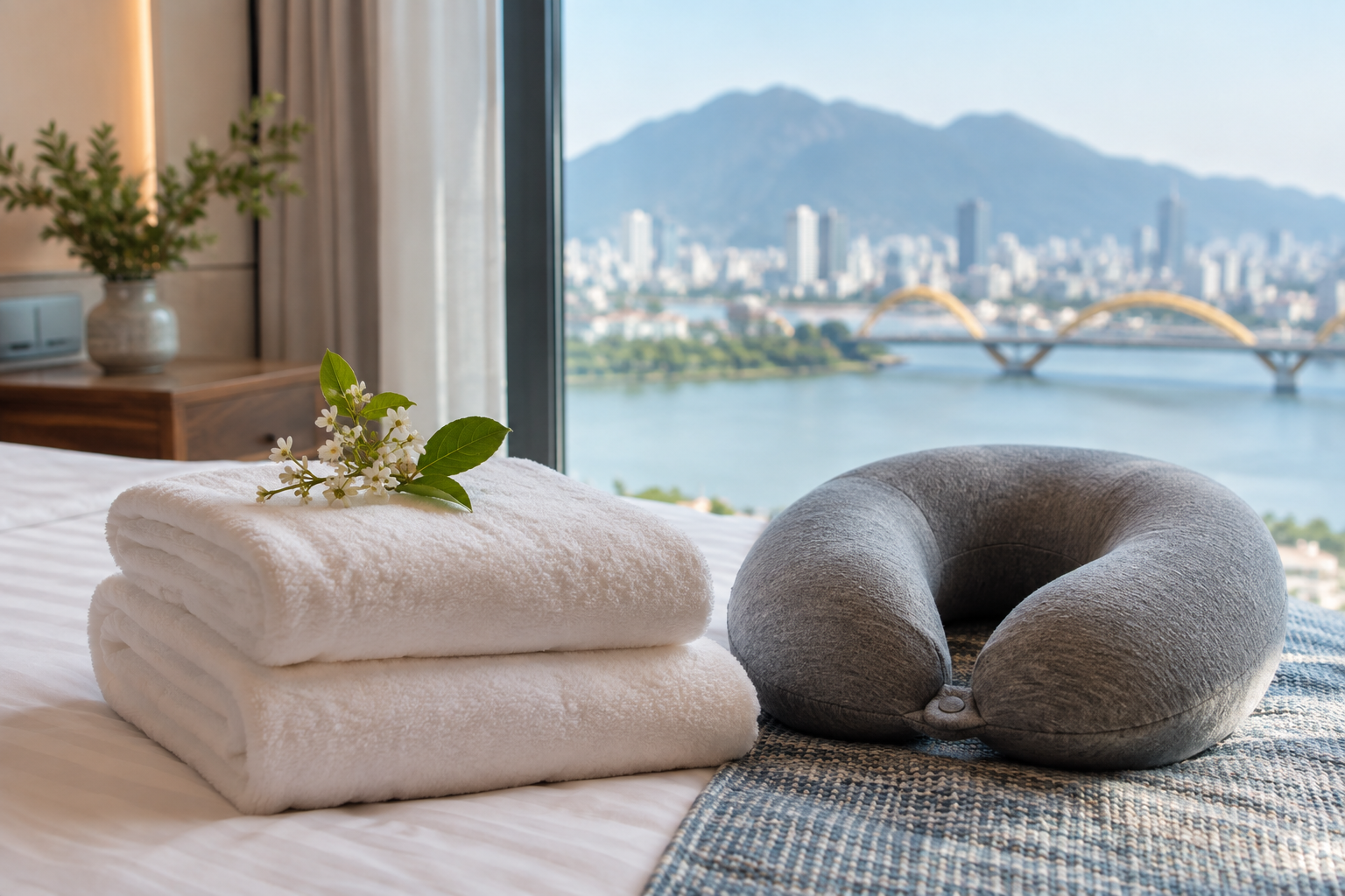 neck and shoulder wellness setup in Da Nang, with clean linens and a calm apartment setting (image 4).